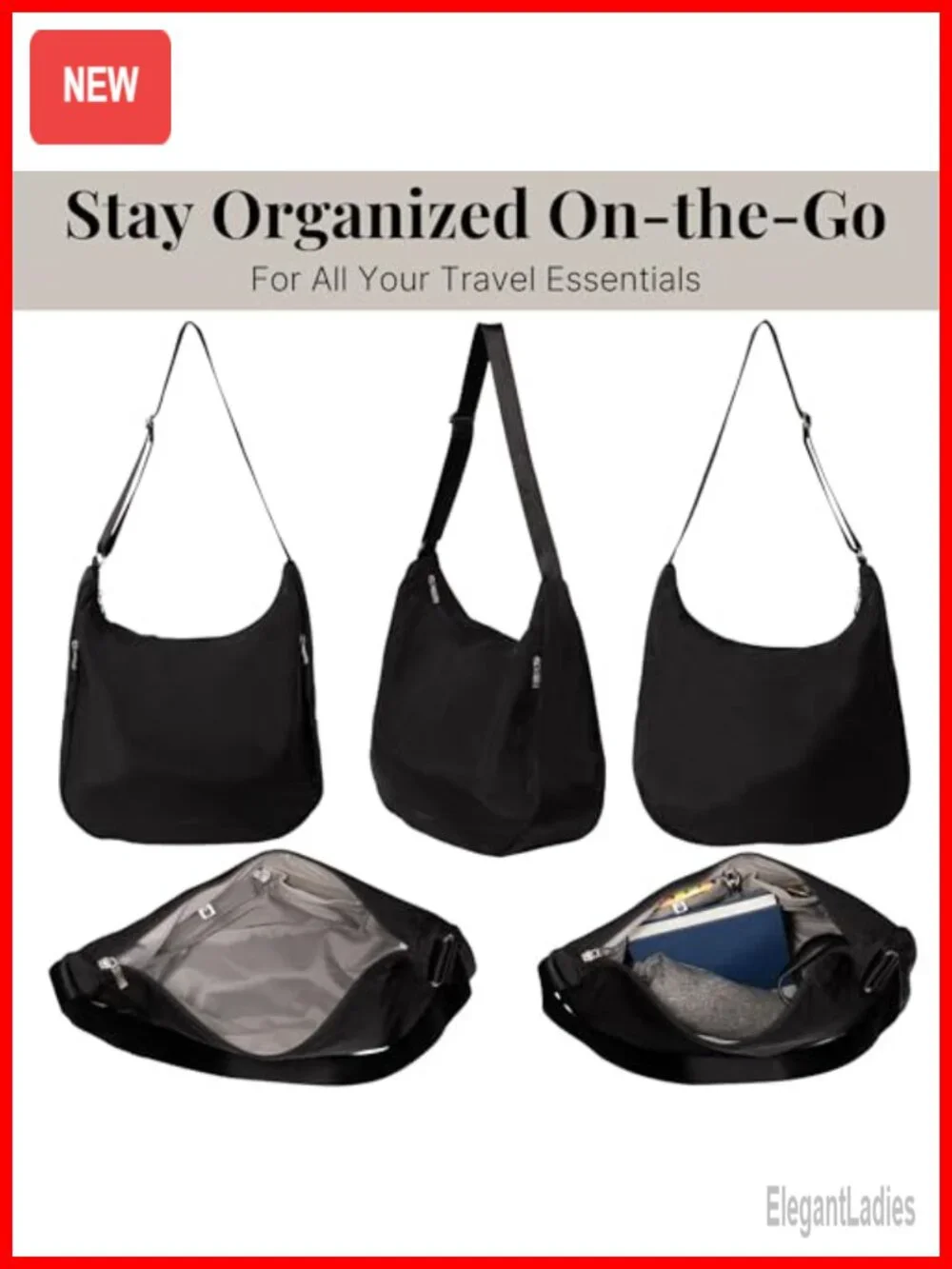 Lightweight Nylon Hobo Crossbody Bag with RFID Protection